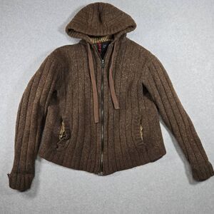 Burton Jacket Hoodie Wool Full Zip Heavy Thick *DAMAGED